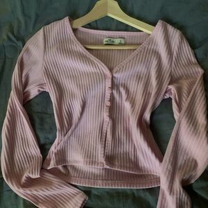 hollister ribbed pink longsleeve